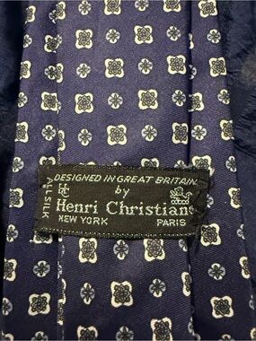 Navy Blue Floral Silk Tie